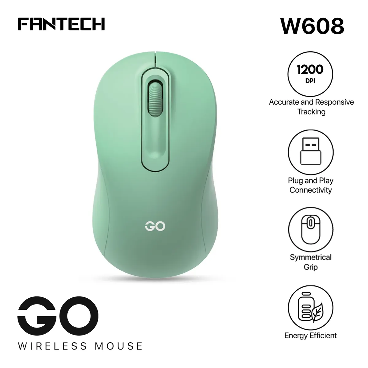 Fantech Go W608 Wireless Mouse   Fantech Go W608 Wireless Mouse – Green Color