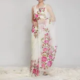 Hand Printed Exclusive Design half silk saree for Women